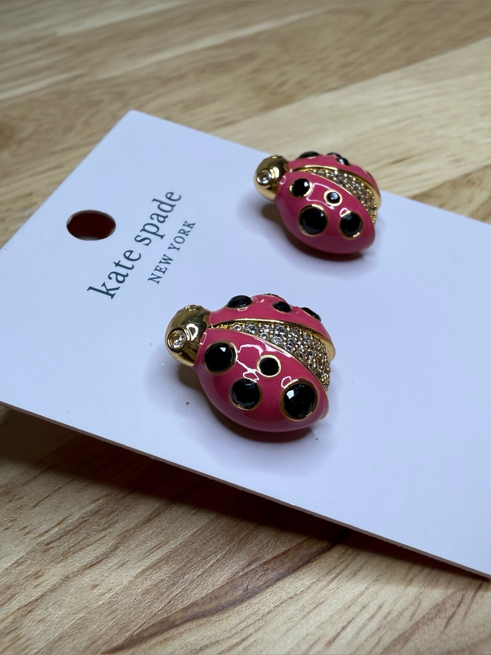 kate spade Pink Ladybug Stud Earrings NWT $79 - Picture 3 of 6